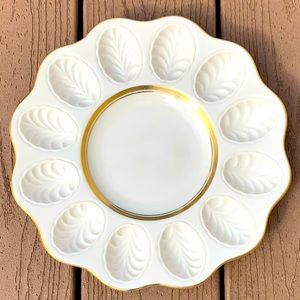 VINTAGE LENOX EGG 11” PORCELAIN PLATTER TRAY 24KT GOLD TRIM BRAND NEW